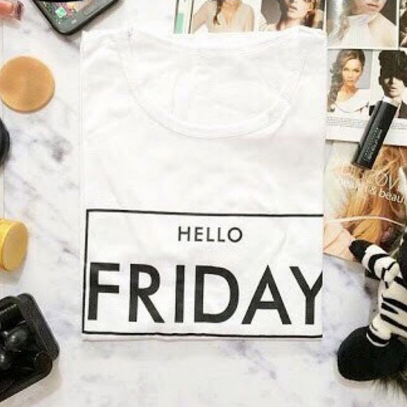 Kaos T-shirt Hello Friday Tumblr Tee Baju Wanita Putih