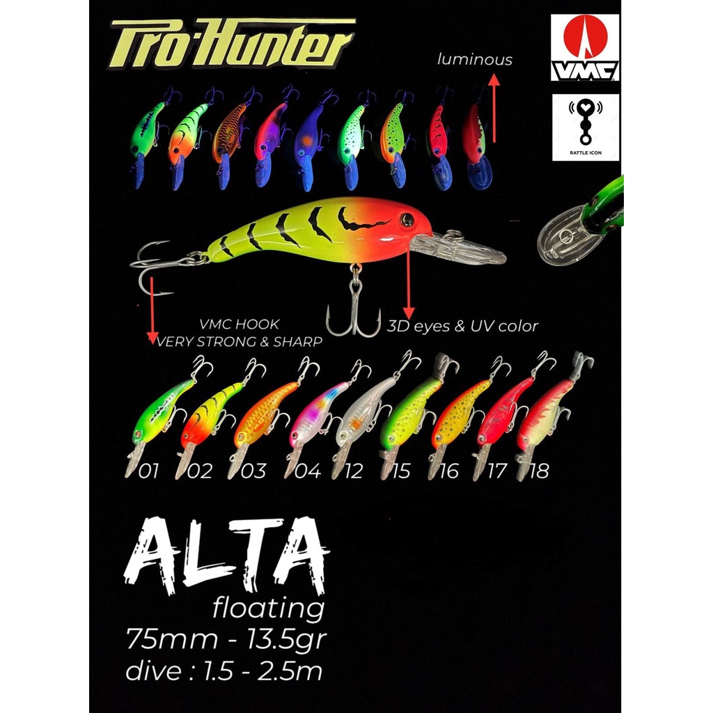 Lure PRO HUNTER ALTA (7.5cm / 13.5gram) Dive 1.5-2.5m / FLOATING