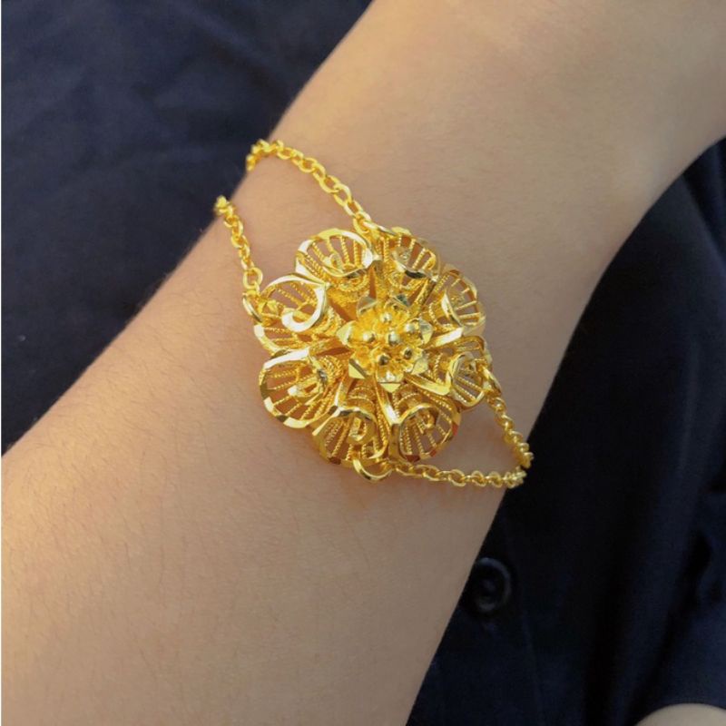 Gelang Rantai Bunga Kenari Lapis Emas 24k