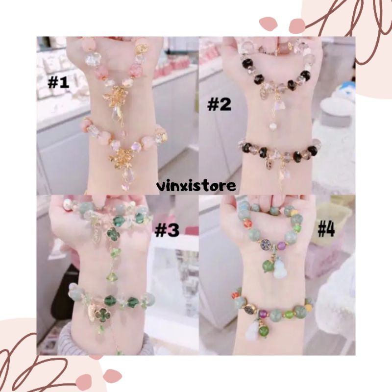 Gelang Mutiara Batu Alam Giok Aksesoris Fashion Wanita Import Premium Free Box