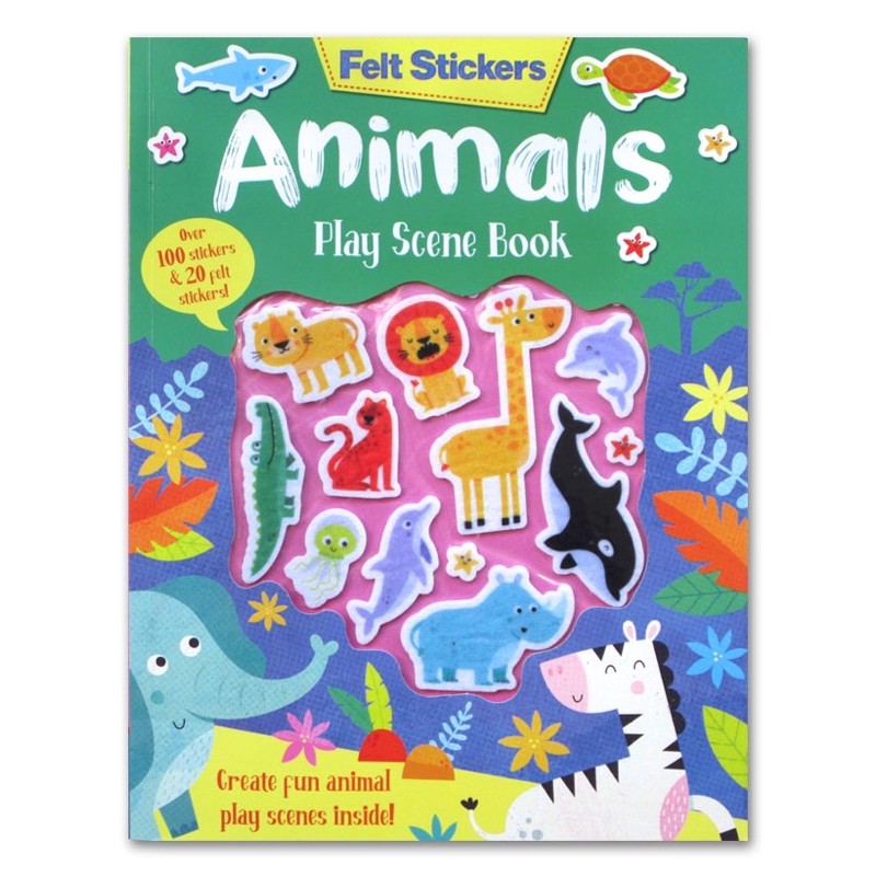 

Animals Play Scene Book With 20 Felt Stickers & Over 100 Stickers - Buku Sticker Tema Binatang