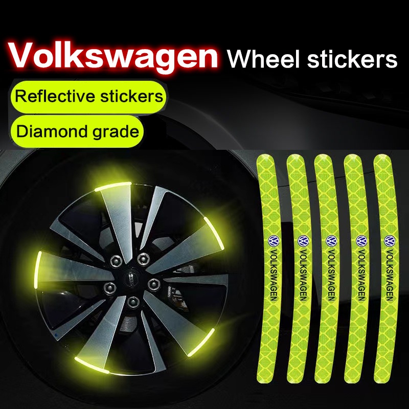 20Pcs Volkswagen stiker peringatan stiker reflektif roda mobil untuk VW Polo golf Vento Passat Tiguan GTI