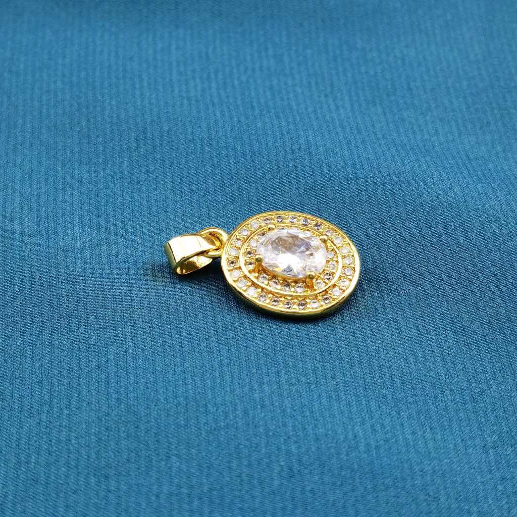 Y099 Liontin Lapis Emas Bulat Berlian Perhiasan Wanita Aksesoris Kalung Fashion