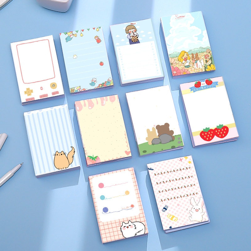 100 Lembar / set Sticky Notes Motif Kartun Warna-Warni Untuk Sekolah / Kantor