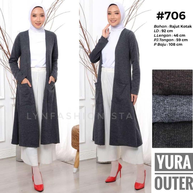 LYNFASHIONISTA-KARDIGAN WANITA MUSLIM  RAJUT KANTONG PREMIUM/YURA