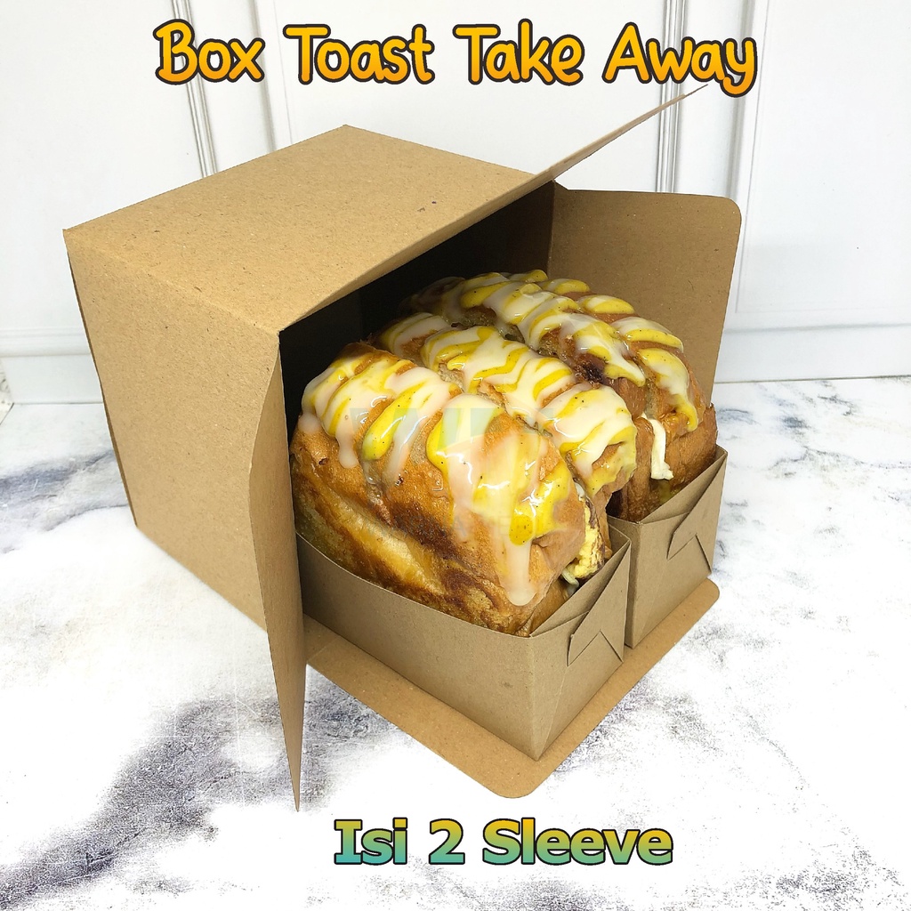 Kotak Dus Take Away Toast Tutup/Box Dus Toast Bread/Dus Toast Roti Bakar Isi 2/Box Take Away Toast