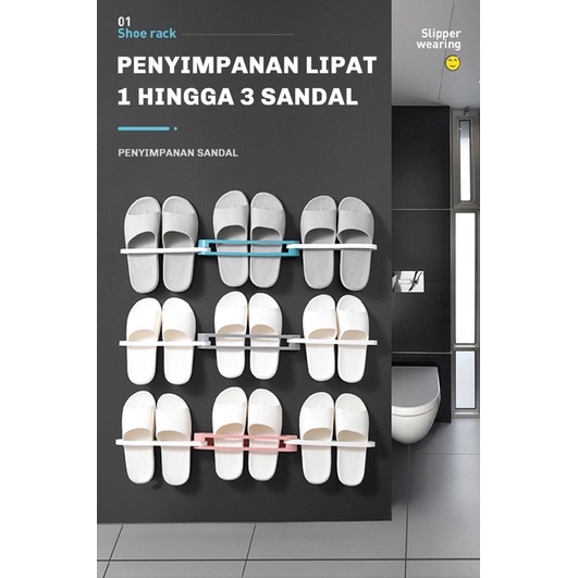 Rak Penyimpanan Sepatu Tempel Dinding Keramik Kaca / Rak Sepatu Lipat Serbaguna Tempel Dinding Kaca
