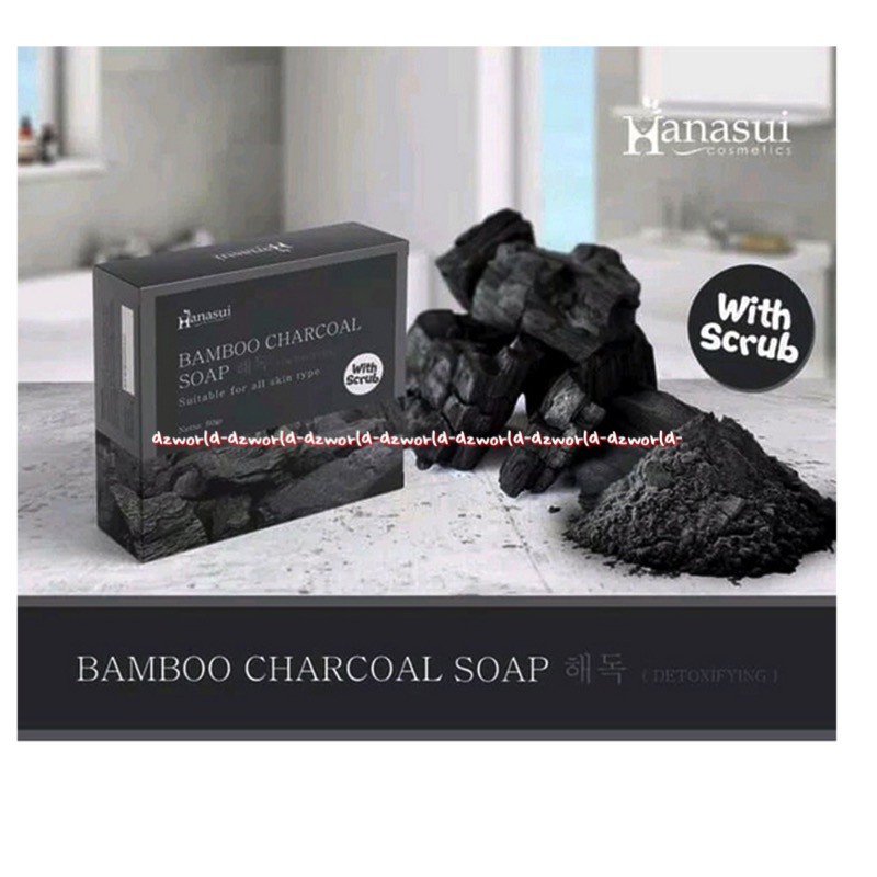 Hanasui Extra Bamboo Charcoal Soap Detoxifrying 60gr Sabun Arang Untuk Jerawat Badan Punggung