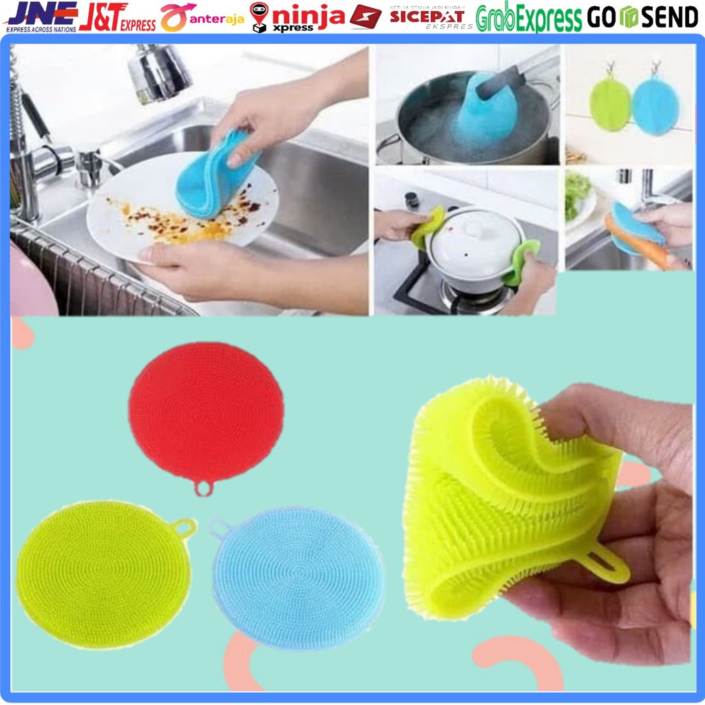 SPONGE SPON SPONS  CUCI PIRING SILIKON ANTI KUMAN BAKTERI NEMPEL