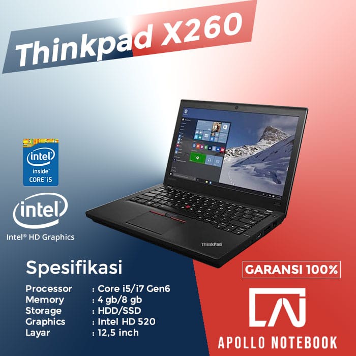 Laptop Lenovo ThinkPad X260 Intel Core i5 - Second Murah Bergaransi