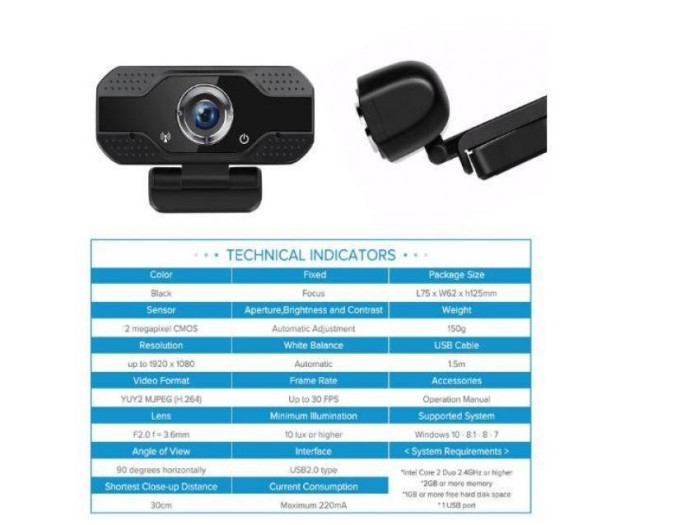 V8 Full Hd Webcam 1080P With Microphone Web cam FULL HD 1080 P