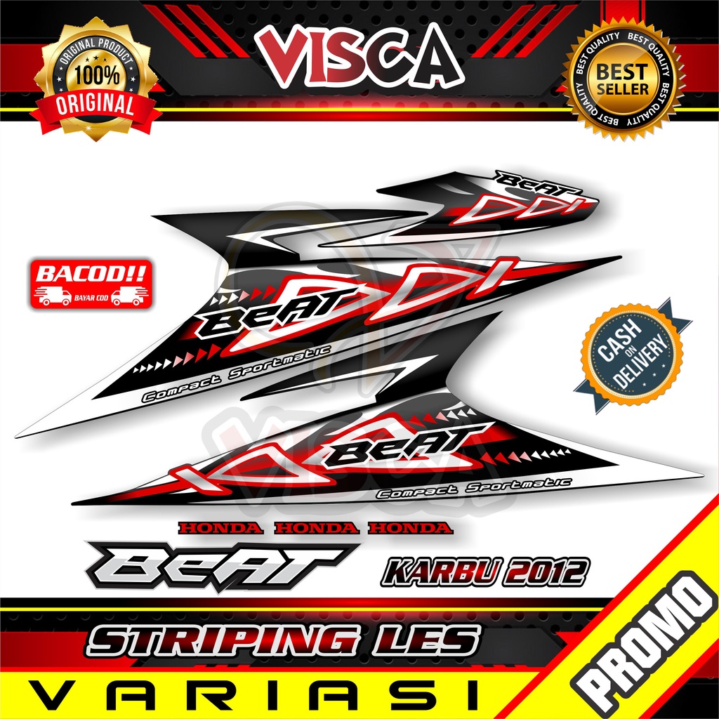 Les Striping Beat Karbu - Stiker Sticker Striping Variasi Lis Honda Beat Karbu 2008-2012 - Striping 