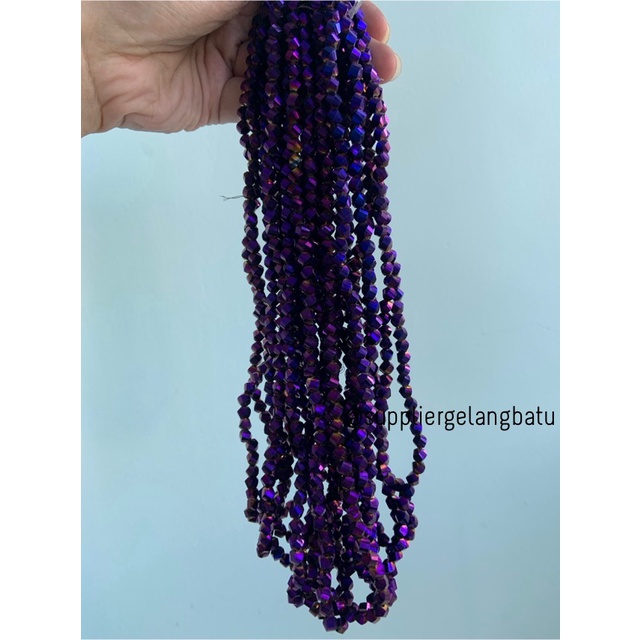 ceko faceted hexagon 6mm purple metallic ungu metalik kilap bead manik