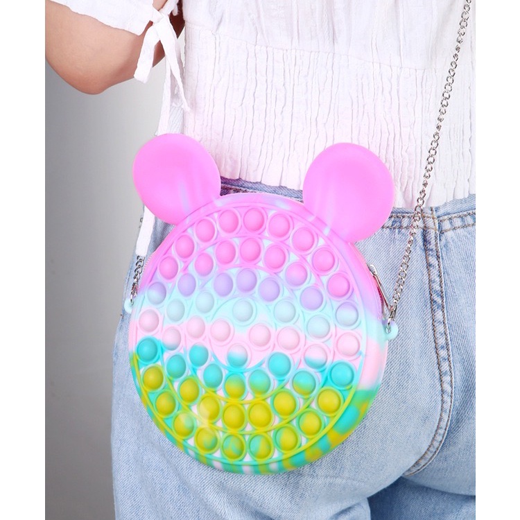 Tas Pop it Anak Import Tas Selempang Pop it Rainbow Makaron Tas Anak Pop it Fidget Toy Mainan Penghilang Stress [JL08]