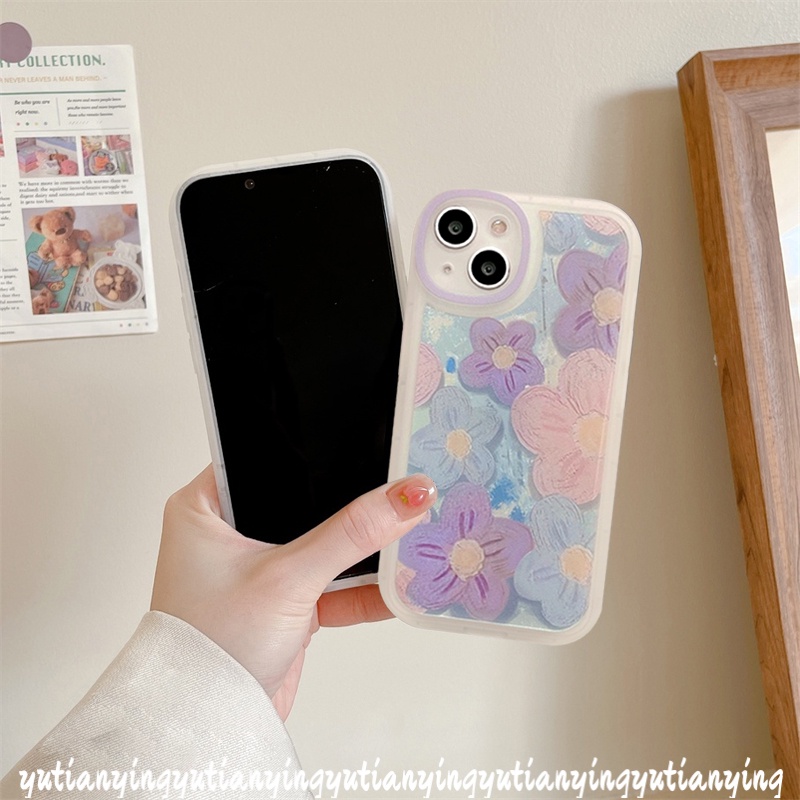 Soft Case Silikon Motif Lukisan Minyak Bunga Ungu NFC Untuk Xiaomi Redmi Note 10 10s 9 8 9s 9pro 10pro Plus Redmi 10A 9T 10 9 9A 10C 9C 9C M3 POCO X3Pro