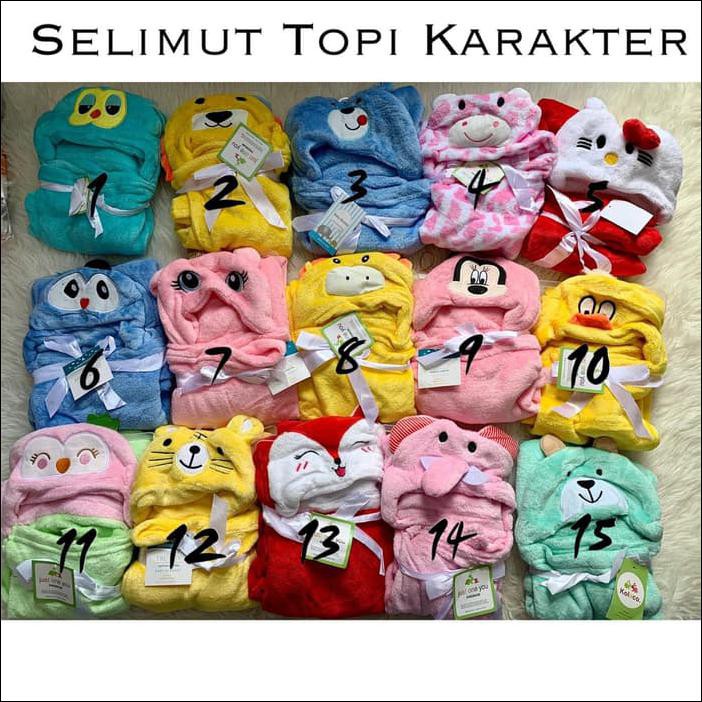 SELIMUT BAYI KARAKTER / SELIMUT TOPI BAYI KARAKTER