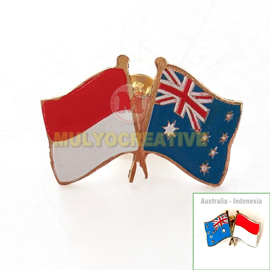 Flag Pin Indonesia Australia - Pin Krah Bendera Persahabatan