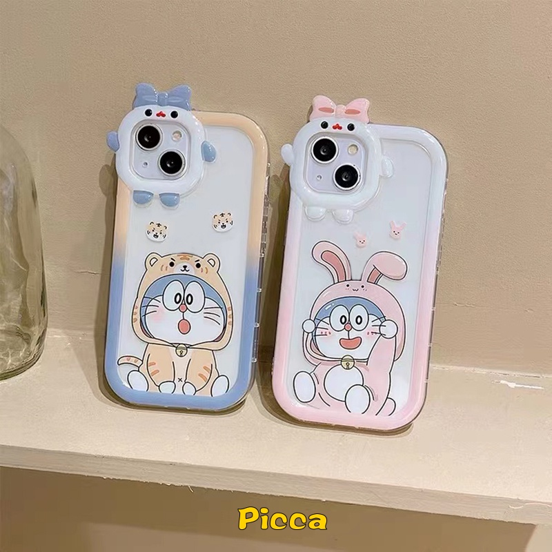 Case TPU Motif Kartun Doraemon 3D Untuk IPhone 7 8 14 Plus 13 11 12 14 Pro MAX XR X 6 6S Plus XS MAX SE