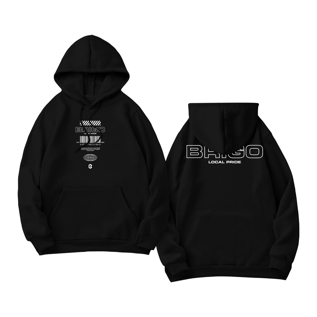 BRIGO Jumper Hoodie  Barcode Number II Sweater Hoodie BRIGO Sablon DTF Fleece Cotton M-XXL (Pria &amp; Wanita) Free stiker&amp;Gantungan Kunci
