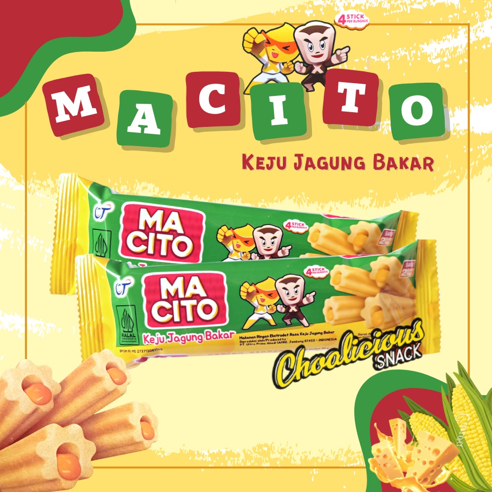 

MACITO Keju Jagung Bakar Box Makanan Ringan Snack @11 gram (1 box isi 10 pcs)