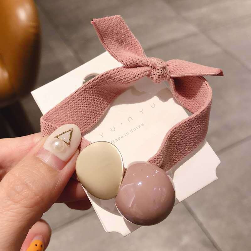 MURMURE.ID | IKAT RAMBUT LEBAR ELASTIS KARET TALI RAMBUT PERMEN CHARM BULAT GAYA WANITA KOREA HA056-PINK