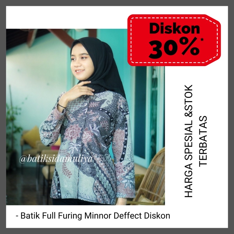 Blouse Batik Premium By Sidamuliya Collection Blus Atasan Kantor Kancing Depan Eksklusif MD