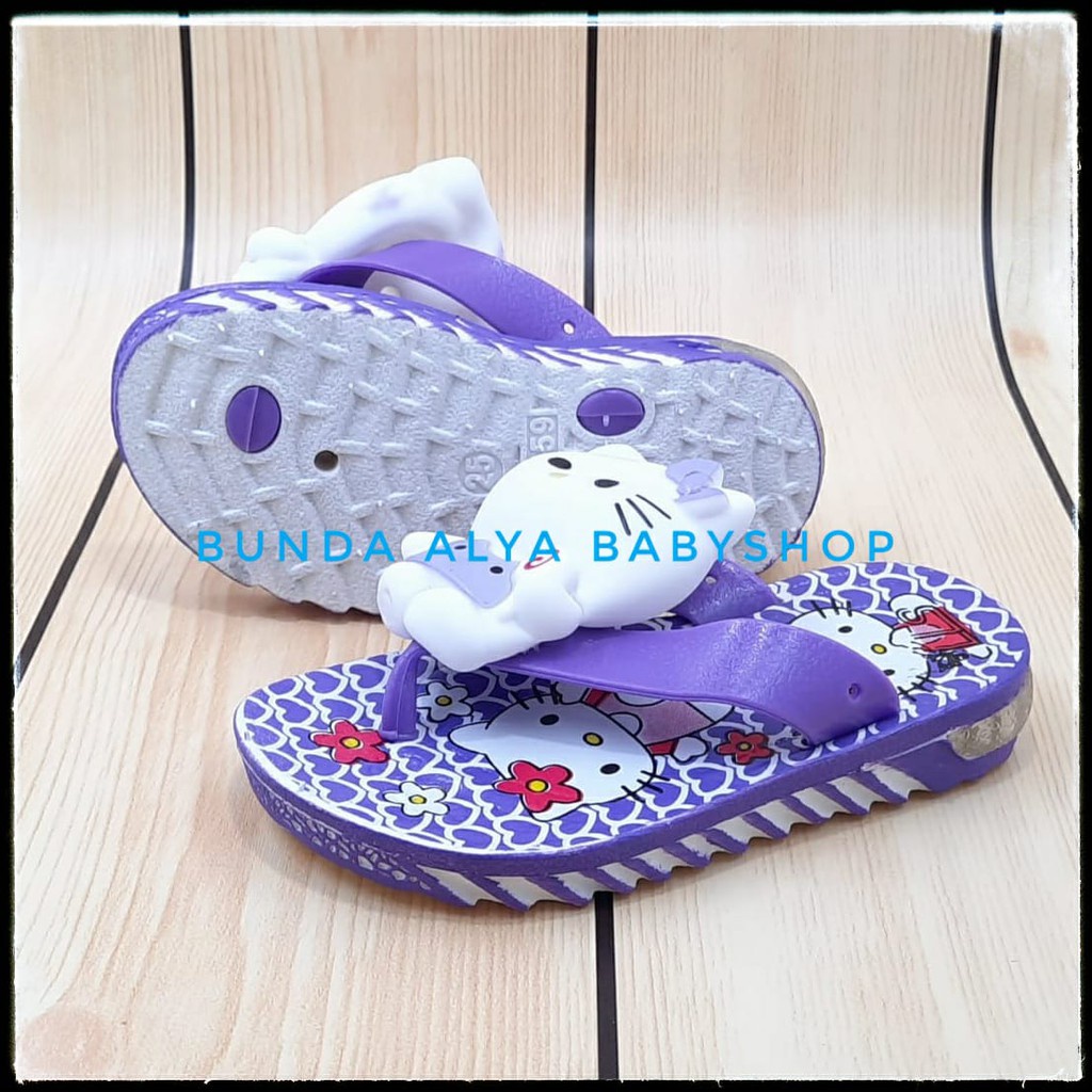 Sendal Jepit Anak Perempuan Usia 1 2 3 Tahun UNGU Motif Karakter Lucu Bahan Karet Elastis Anti Licin Size 24-29