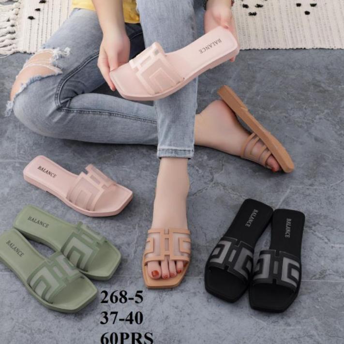 ゑ smstore / TERMURAH / SANDAL JELLY BALANCE / SANDAL JELLY WANITA / SANDAL FLAT H ( 268-5 ) ご
