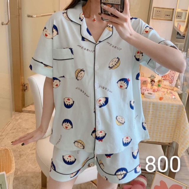 IMPORT baju tidur wanita celana pendek / piyama tidur hp / pajamas import / baju kancing bobo