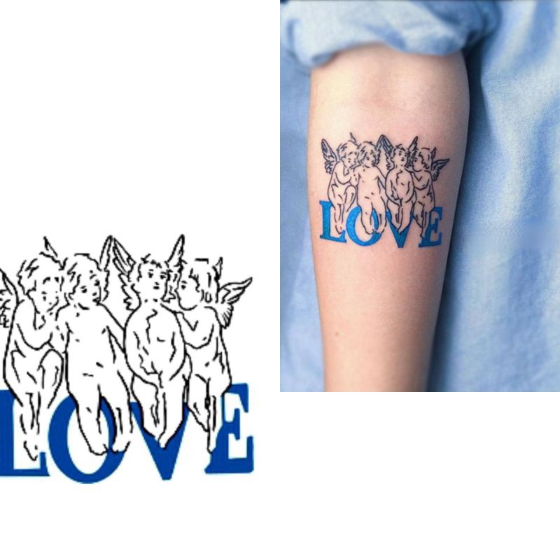 Tato Temporer Love patung yunani kuno angel Stiker Tato Minimalis - LOVPAT