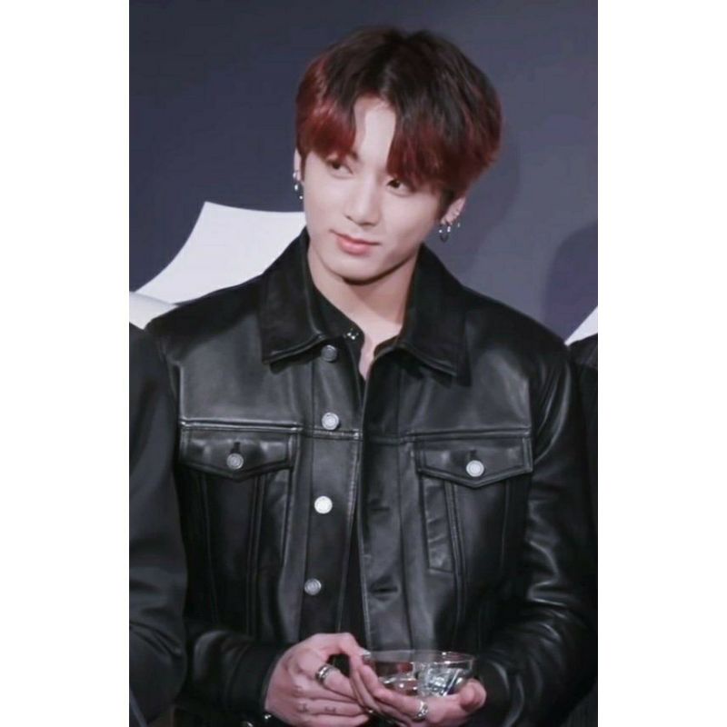 Jaket Kulit Jungkook BTS Leather Jacket Wanita Pria Wings Army