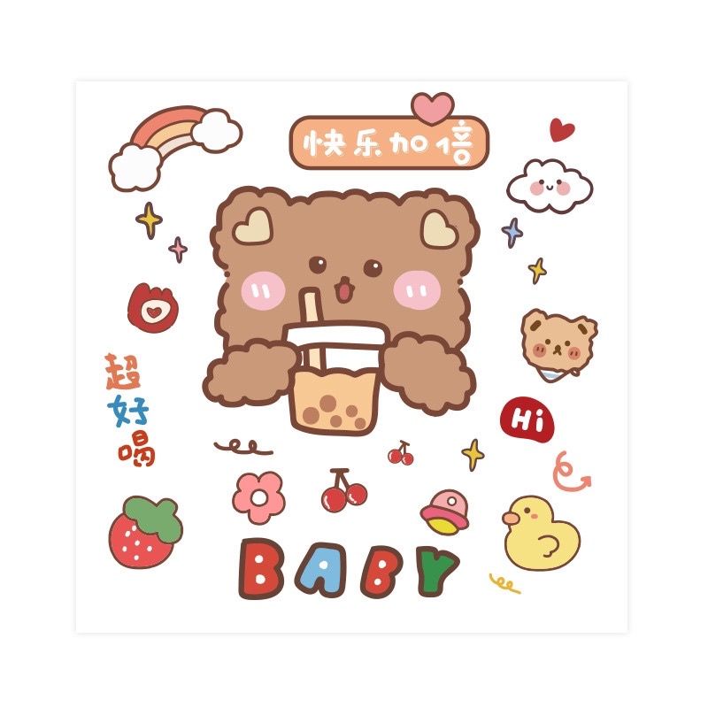 Nana STICKER TUMBLE BOTTLE LUCU ASHETIC KAWAII BUNNY BEAR 1 LEMBAR