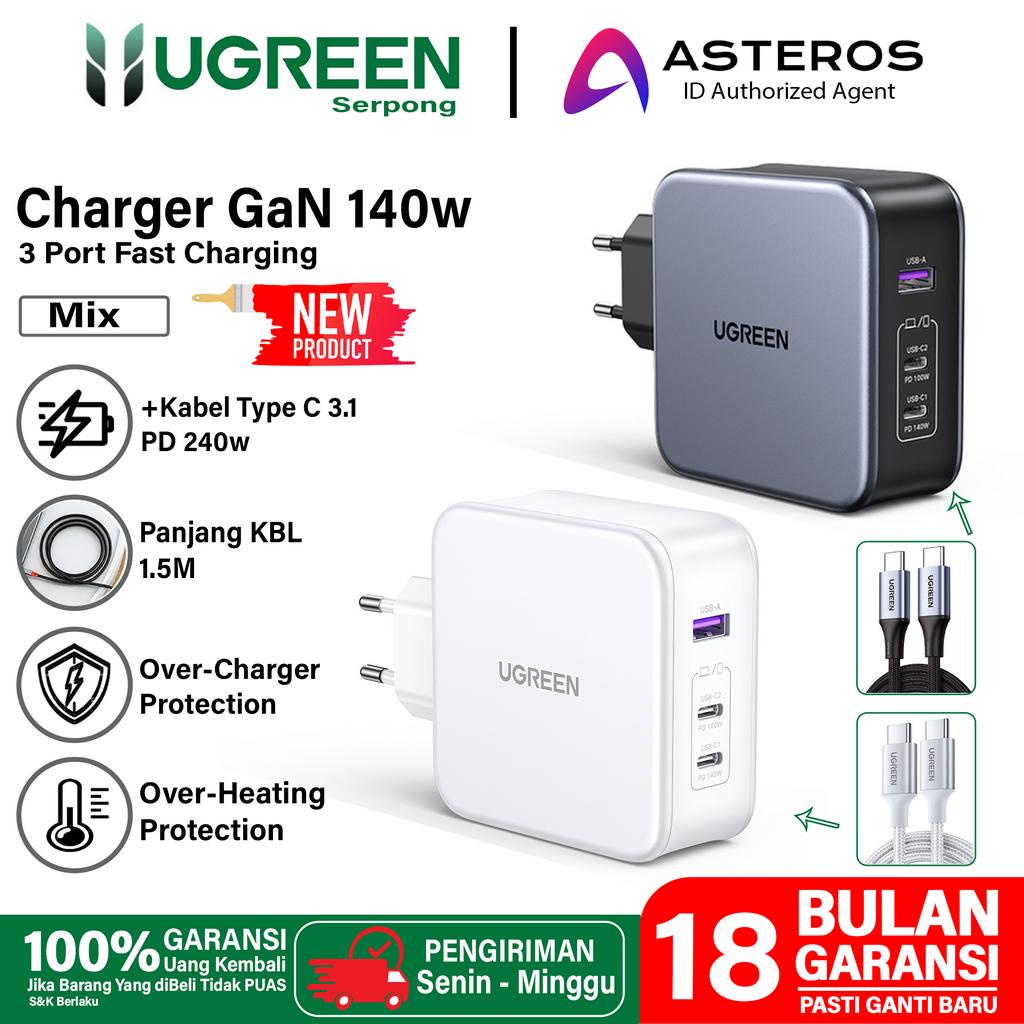 UGREEN Kepala Charger GaN 140W Fast Charging PD3.1 Quick Charge 4.0 3.0 untuk Laptop Macbook Android iPhone