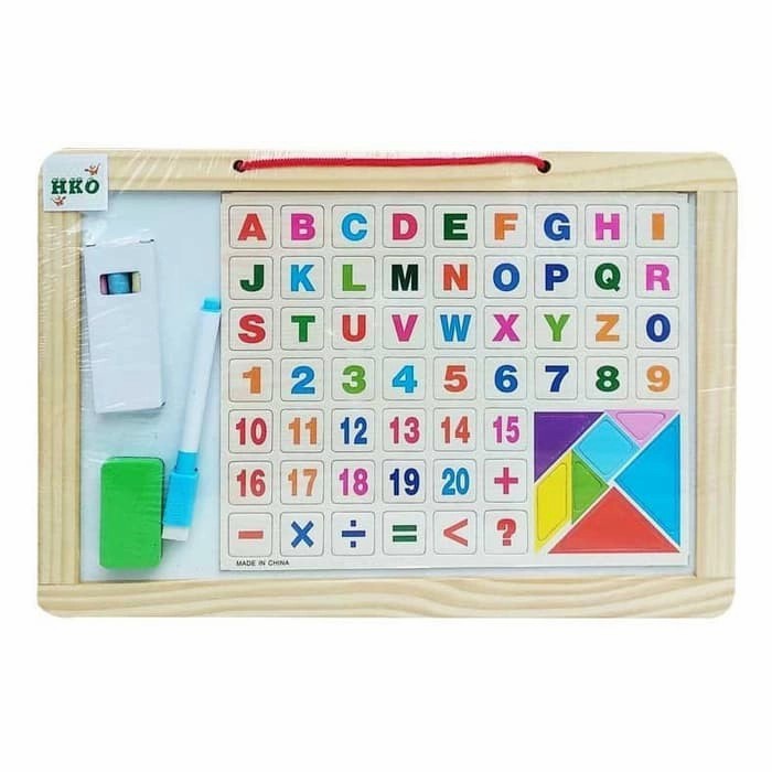 

Papan Tulis Anak 2n1 Blackboard Whiteboard + Jigsaw Puzzle Huruf Angka