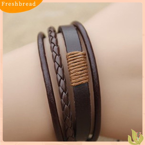 Fresh| Gelang Bangle Kulit Pu Multilapis Gaya Vintage Retro Untuk Unisex