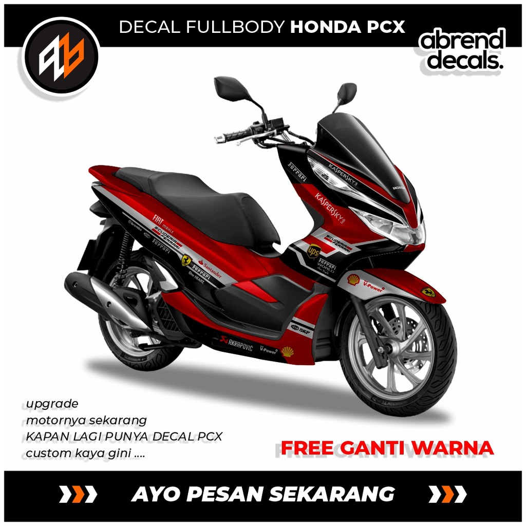 DECAL HONDA PCX CUSTOM FERRARI & REPSOL / STOCK DECALS PCX  Fullbody variasi custom / HONDA