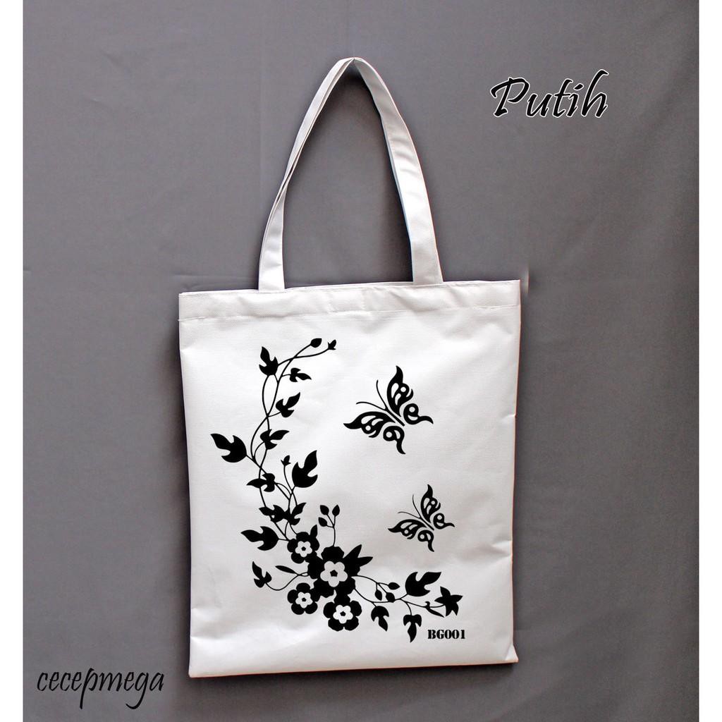 Dijual totebag motif bunga kupu-kupu Limited