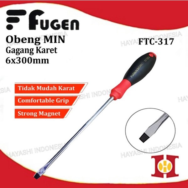 Obeng Min Plus Kembang Bolak Balik Screwdriver Magnet Gagang Karet + -