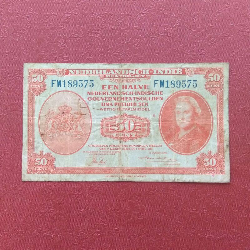 Uang Kertas Kuno 50 Cent 1943 Seri NICA SP009