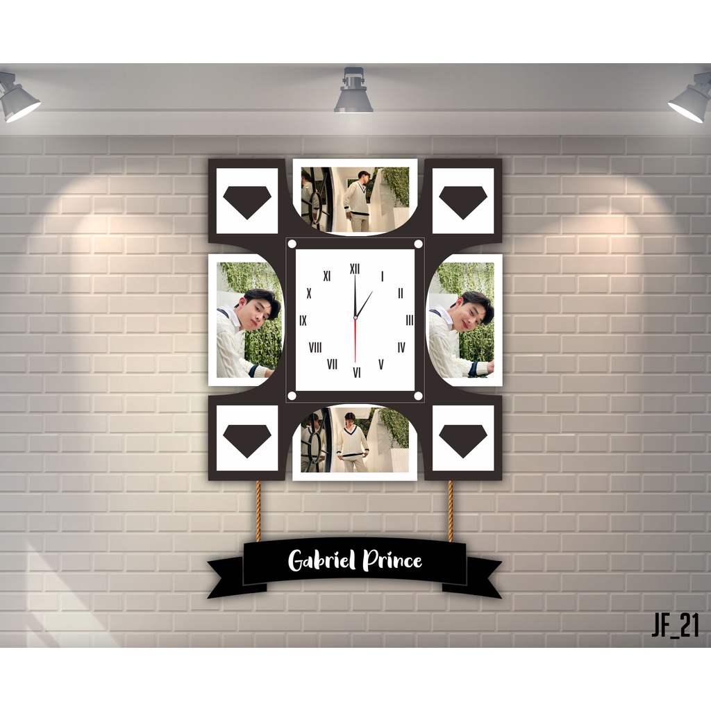 Jam Dinding Frame Custom Foto Pernikahan Keluarga Ulangtahun JF21