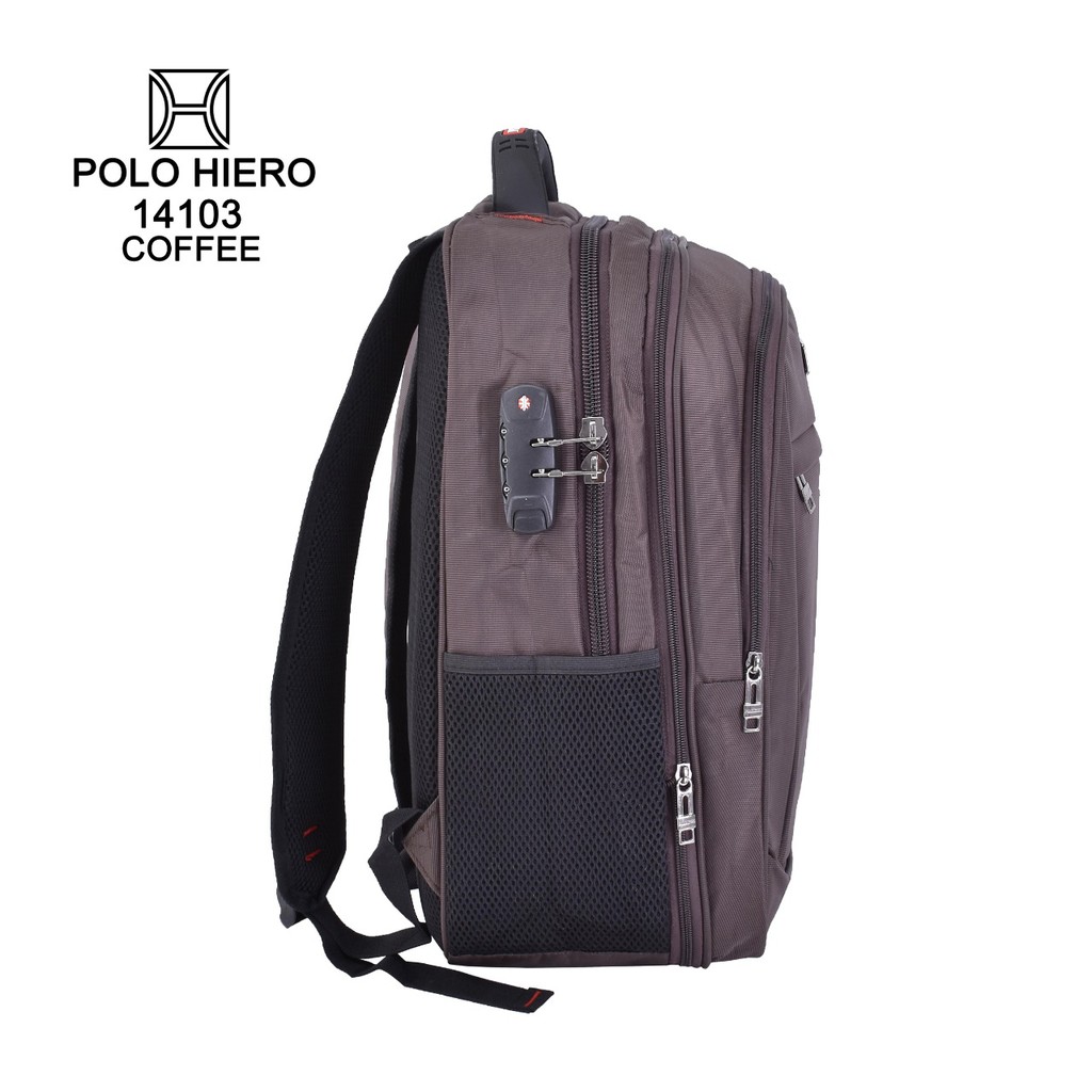 Ransel Backpack Sekolah Polo Hiero 14103 Tas Sekolah / Kuliah / Kerja, (Free Kabel USB + Rain Cover)