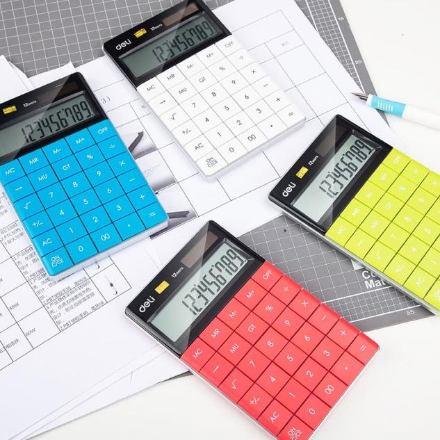 

➵ Deli E1589 Red Calculator/Kalkulator-Modern Calculator 12-digit ☈