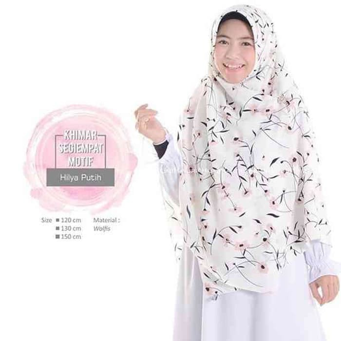 Khimar Segiempat Motif Hilya Hijab Hayuri ukuran 120 cm