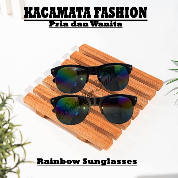 Kacamata Hitam Model Clubmaster Gaya Vintage Anti UV Cassual Sunglasses Kacamata Fashion Lensa Rainbow UNISEX NOCASE