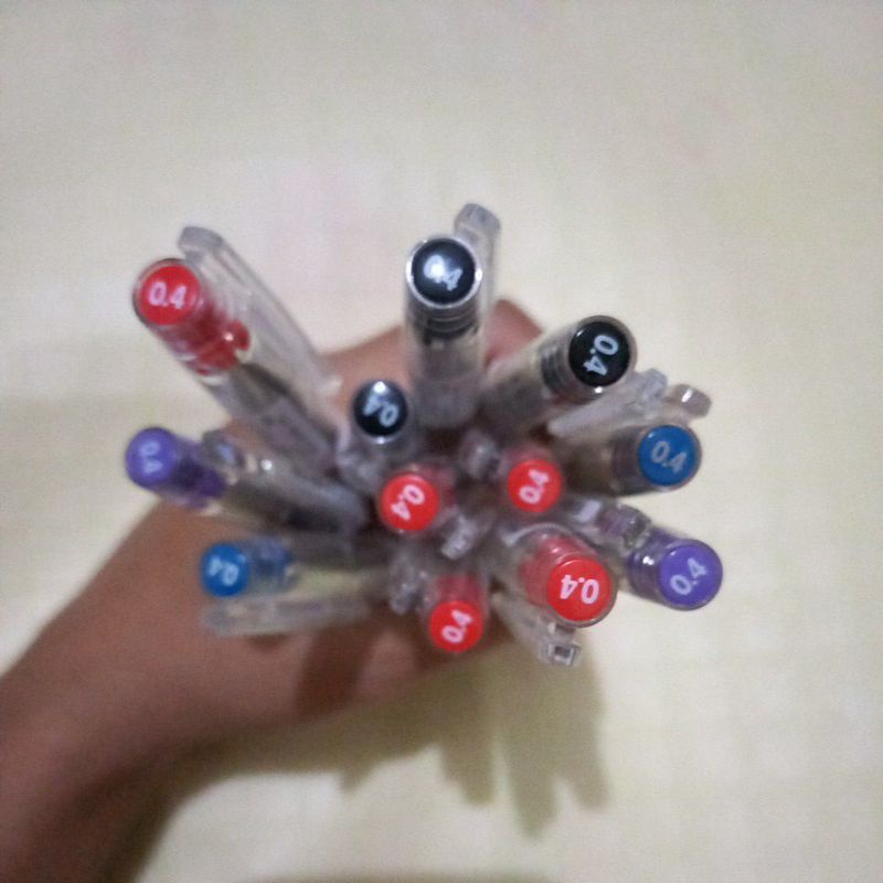 

bolpen pilot hitech 0.4 hitam biru merah ungu