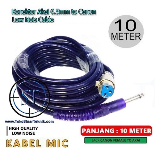 Kabel Mic Canare 10M Cable Microphone Audio Low Noise 10 Meter Jack Xlr Canon to Akai 6.5mm Kualitas Bagus Lentur