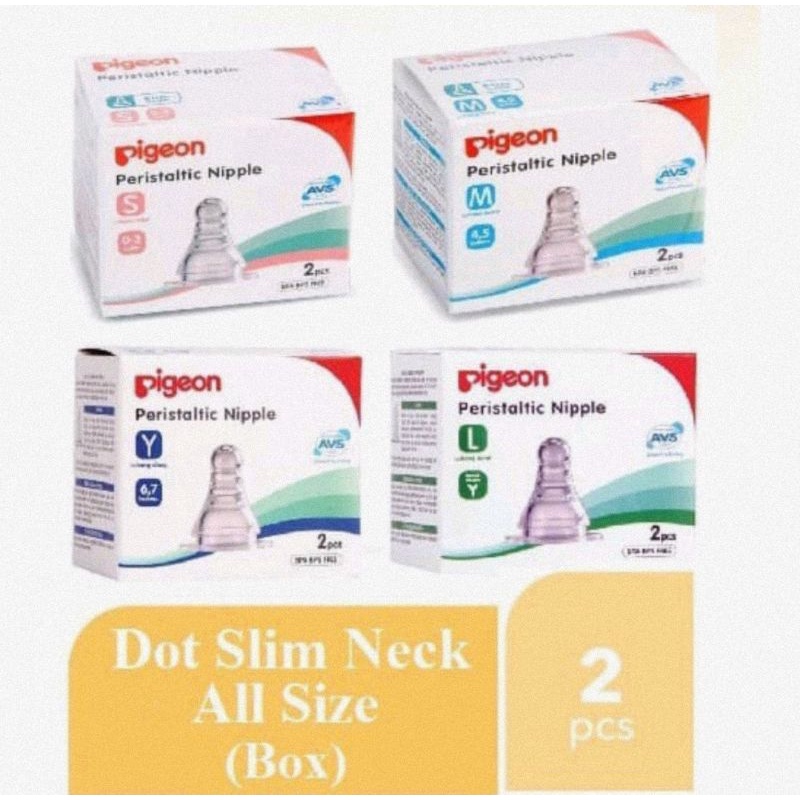 Pigeon Peristaltic Nipple Isi 2 Pcs - Dot Botol Susu Slim Neck