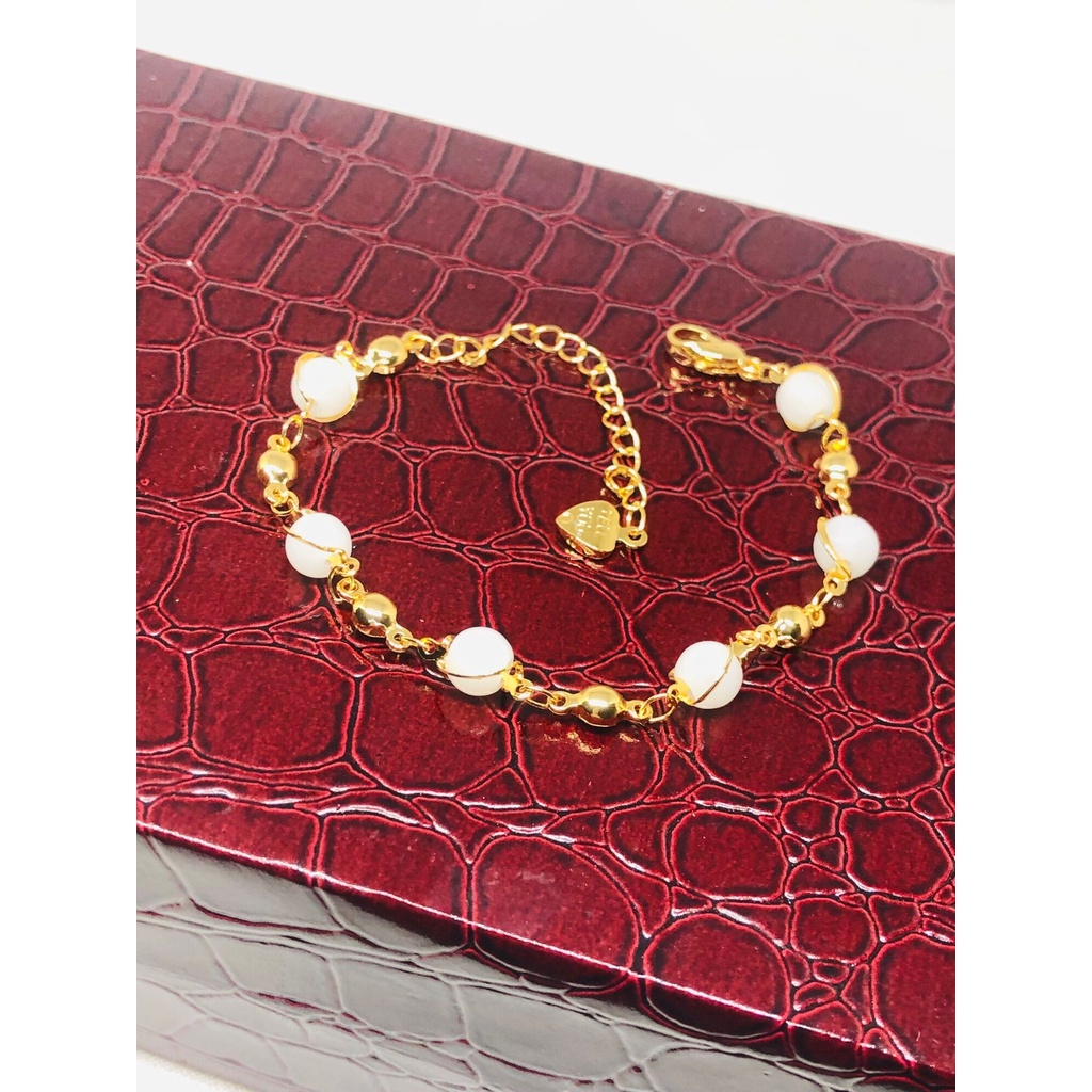 Gelang tangan bola kristal putih emas 18k xuping