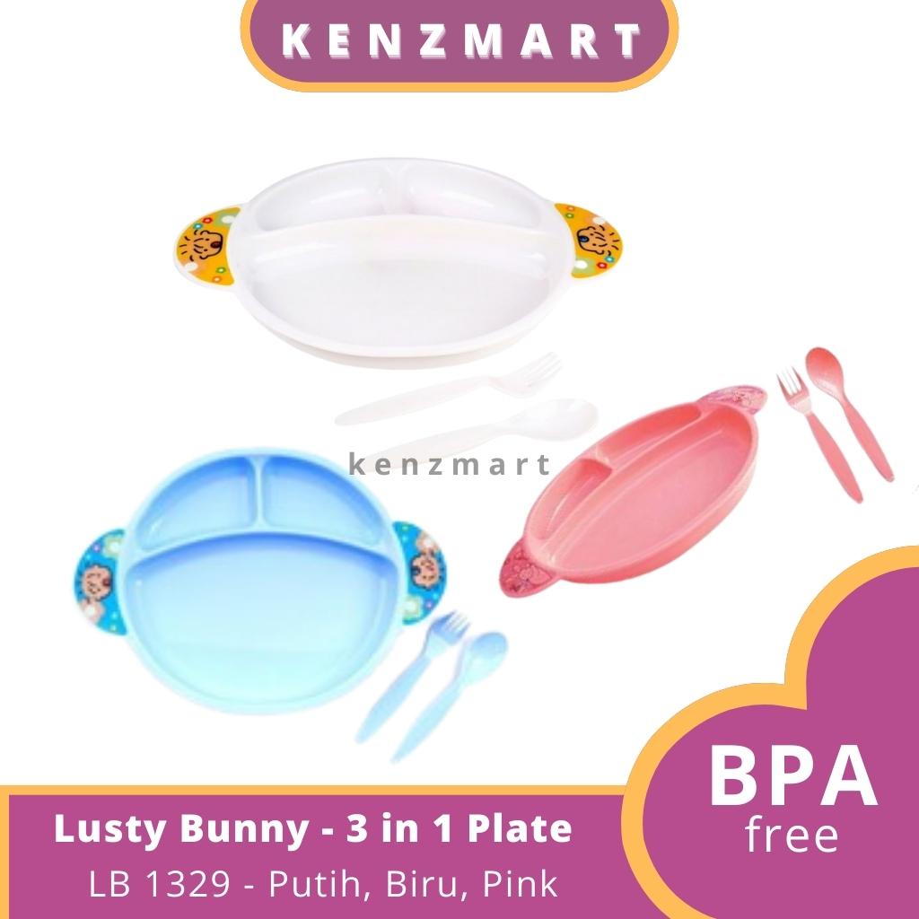 LUSTY BUNNY  3 IN 1 PLATE SET ALAT MAKAN BAYI  ( LB-1329 )