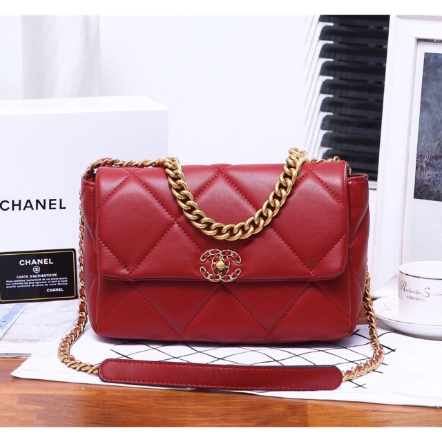 Chanel 19 Flap Bag Lambskin Leather With BOX
